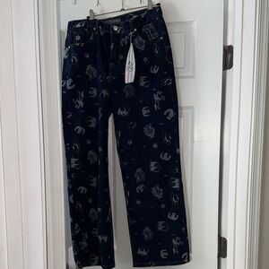 NWT Cali 1850 western Printed Relaxed Straight Leg Jeans Size 9/29